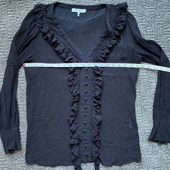 🐈‍⬛FRAME Crinkle  blouse top with ruffle black size small - Picture 5 of 8